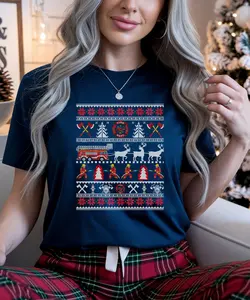 Funny Firefighter Ugly Christmas Shirts – First Responder Unisex Tee – Matching Holiday Shift Crew