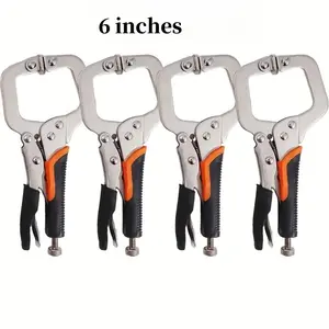 4-piece heavy-duty round mouth locking pliers set -6 inches/9 inches, with circular neck and handle, multifunctional locking pliers, adjustable metal surface fixture, rust proof, suitable for woodworking and welding maintenance, welding, metal bending