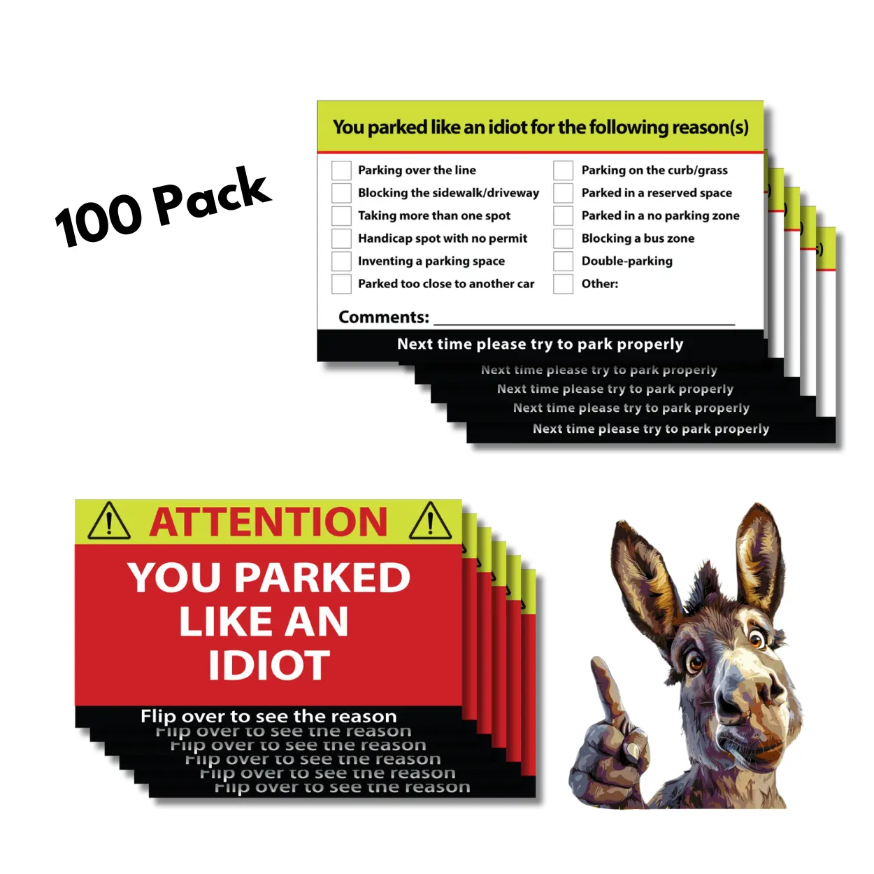 Funny You Parked Like an Idiot Cards 100 Pack of Cards