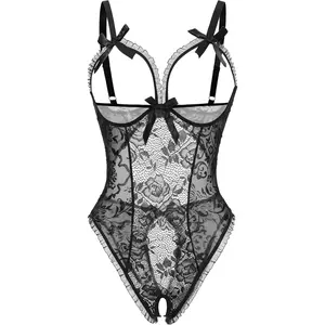 Women One Piece Lingerie Sexy Lace Babydoll Mini Bodysuit