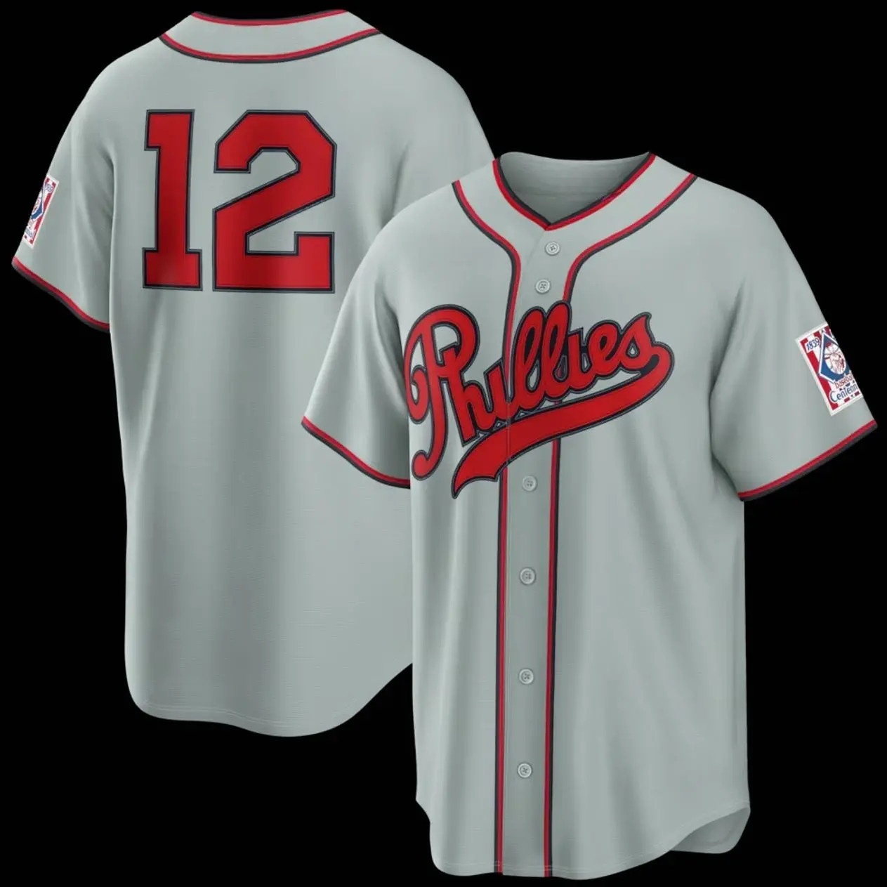 Unisex Baseball Player 12 Schwarber Philadelphia Team Stadium Jersey 2026 Field of Dreams Stadium Jersey - Gray