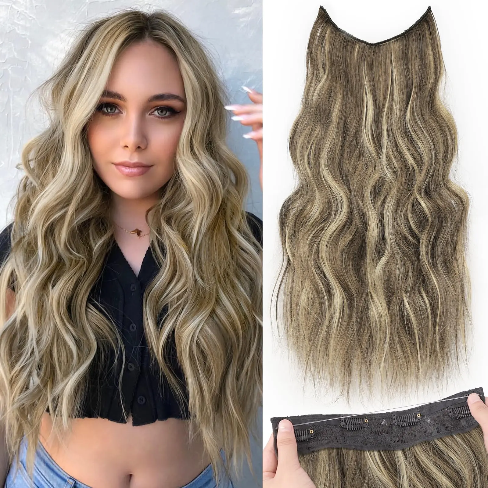 24 Inch Medium Brown Ash Blonde