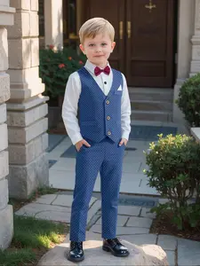 Boys' 4-Piece Gentleman Suit Set: Shirt+Vest+Pants+Bow Tie | Formal for Birthday, Wedding & Back to School