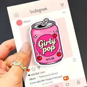 Girly Pop Pink Soda Can Phone Grip Holder | Cute Aesthetic Popsocket Stand | Coquette Cherry Phone Accessories for Women Girls iPhone Android