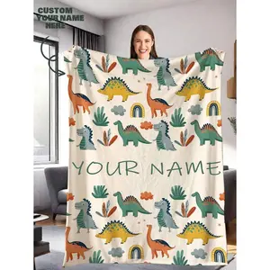 One custom text flannel blanket, with personalized name, suitable as a gift for girls, boys, and adults, lightweight, soft, and comfortable for holidays, suitable for bed, sofa, camping, and travel, suitable for all seasons, washable, cute customization