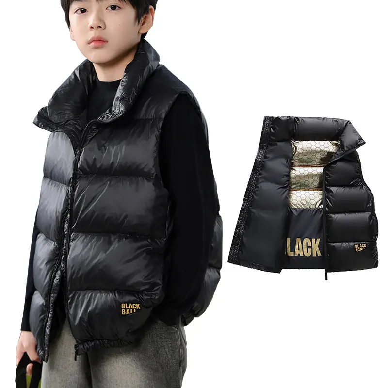Kids' Puffer Vest Coat for Boys & Girls, Solid Color Sleeveless Outerwear, Windproof & Warm for Spring and Autumn, Coats
