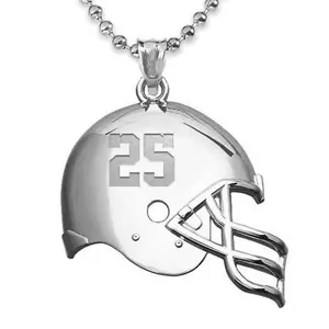 Everything Baseball Sports Jewelry Gift - Football Helmet Pendant 20" Necklace with Custom Sports Number
