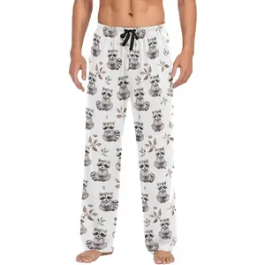 Mens Pajama Pants Cute Raccoons Men's Pajama Bottoms Sleep Lounge Pj Pants for Men Drawstring Pockets S-XXL Big Casual Lightweight Soft Breathable Modal Polyester