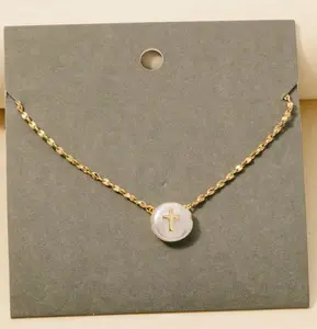 Cross Pearl Pendant Necklace