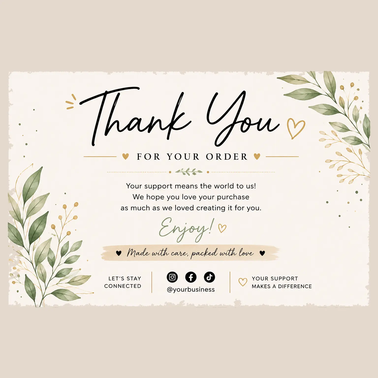 [Auto Next Time oder coupon] Thank You Cards for Small Business, Customer Appreciation Packaging Inserts, Thank You Note Cards for Online Orders