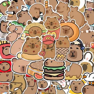 Cute Guinea Pig Pattern Sticker, 50pcs/set Waterproof Durable Self Adhesive Decor Paper, Decor Sticker for Gift Greeting Card Water Bottle Laptop Phone