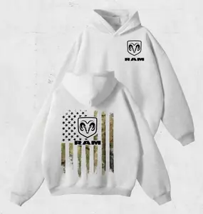 Ram Truck Blue Camo Dodge Flag 2 Sides Hoodie, Ram 1500 Hoodie, Ram 2500 Vintage Hoodie, Outdoor Adventure Gift for Men, Full Size
