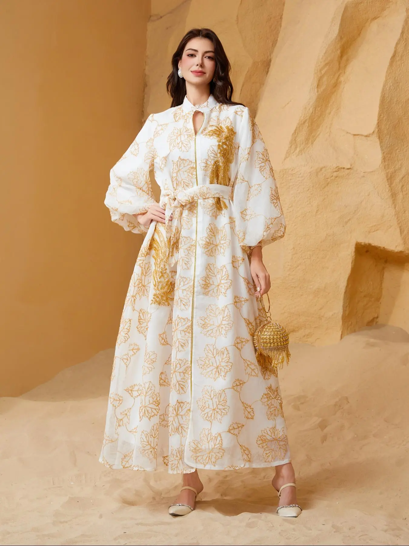 Women's Floral Embroidery Long Sleeve Dress, Elegant Long Dress for Party  Wedding Guest, Ladies Islamic Clothing for All Seasons, Formal Dresses Women,  Womenswear, Gowns, Gowns Beautiful Gowns - TikTok Shop