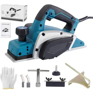 3-1/4 Inch Electric Hand Planer, 16000RPM Power Handheld Planer Adjustable 0-2mm  Depth, Edge Guide & V-  Planer for Woodworking Construction DIY