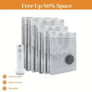 6/9/12 Piece Vacuum Bags Compression Packaging, Rechargeable Pump, Cruise Travel Clothing Storage, Apartment, Closet, Bedding Organization