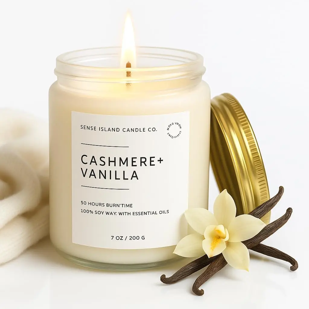 Cashmere Vanilla Scented Candle for  Scented 50+ Hrs Highly Scented Creamy Vanilla |   Soy Candle Gifts for Women Highly Scented House Warming Gifts