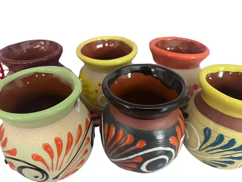 Handmade Mexican Terracotta Mugs Set of 6 Colorful Clay Coffee Mugs for Daily Use in Kitchen or Dining Area Unique Rustic Touch