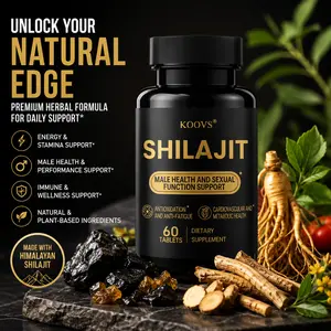 KOOVS Shilajit Daily Support Tablets – Himalayan Shilajit Herbal Blend with Ashwagandha, Ginseng & Trace Minerals | Energy & Wellness Support | 60 Tablets