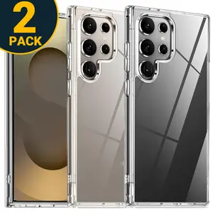2 Pack Shockproof TPU Clear Phone Case for Samsung Galaxy S24 S25 Ultra Plus Transparent Back Cover