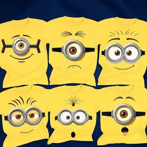 [FREESHIP] Unisex Funny Minions Face Family Shirt, Funny Teams T Shirt, Minions Couple Shirt, Y2K Streetwear T-Shirt, Unisex Crew Neck, Vintage Hip-Hop Sports Graphic, Casual Cotton Fit, Soft Comfortable Short Sleeve,