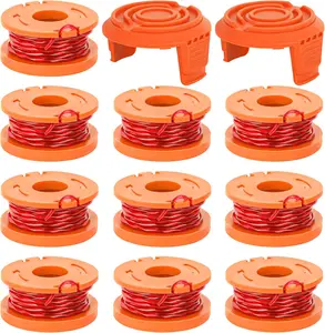 Trimmer Spool Line for Worx,12 Pack WA0010 Edger Spools Replacement for Worx, Trimmer Line Refills 0.065 inch for Worx, Suitable for Worx String Trimmers(10 Grass Trimmer Line, 2 Trimmer Cap)