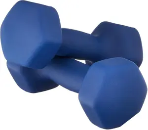 Basics Neoprene Dumbbell Hand Weights 10 Pound Set of 2 for Exercise & Strength Training Navy Blue Hexagon Ends Non-Slip Grip Comfortable Secure Hold