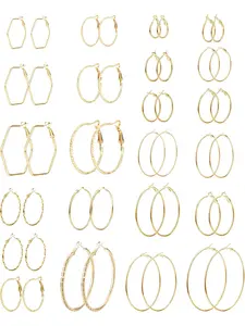23 Pairs Hoop Earrings Set, Large Circle Earrings for Women, Delicate Carved Geometric Filigree Huggie Hoop Earrings Fashion Jewelry
