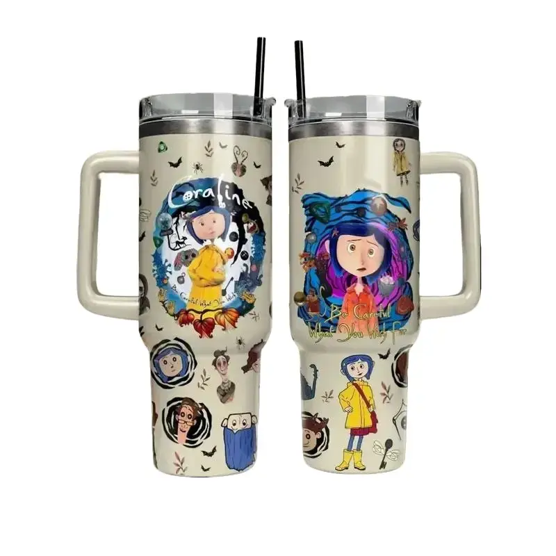 Button Eyes Fantasy 40oz Tumbler, Coraline Cartoon Stainless Steel Insulated Travel Mug, Gift for Fans