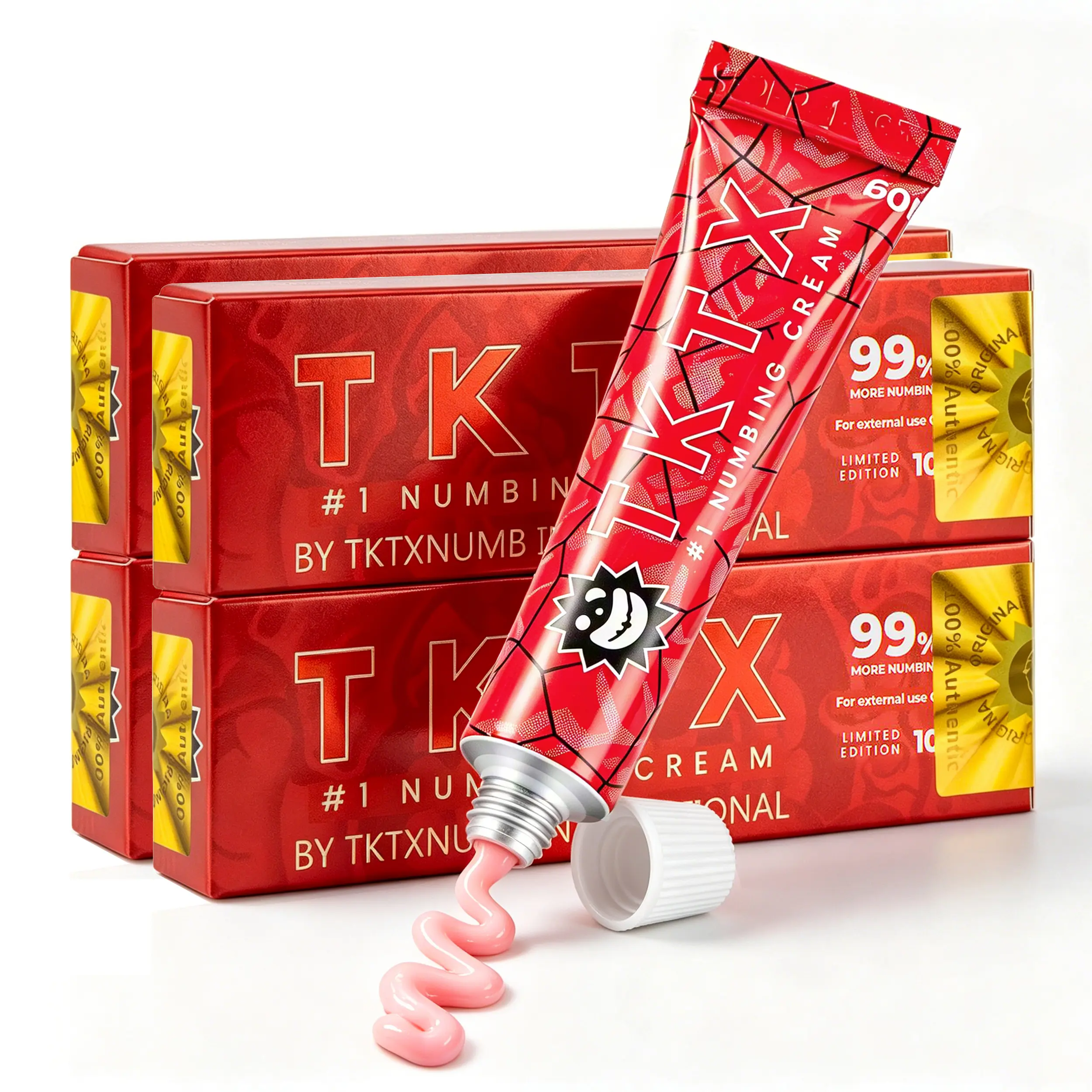 TKTX Tattoo Numbing Cream Red - 10g | Limited Edition 99% VeryStrong | For Tattoos | Waxing | Laser Removal | EyebrowThreading | Tattoo External Cream.