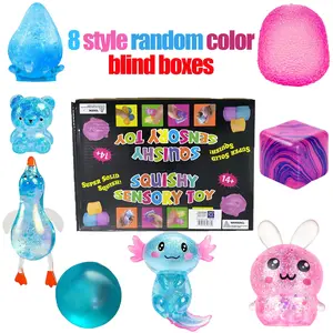8 Piece Mystery Box Squishy Toys Blind Box, Cute Mini Bear, Duck, Ball, Square, Christmas Surprise Gift, Halloween, Birthday Party