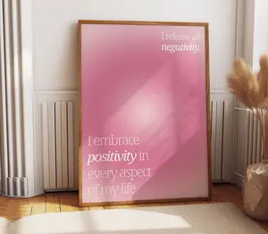Aura Poster Manifestation Print Pink White Aura Quote Trendy Affirmation Positivity Wall Art Pink Trendy Decor Gradient Bedroom Prints