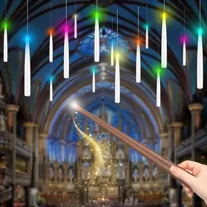 Flameless Candles with Magic Wand Remote for Christmas Decor, 6.6" Floating Candles Battery Operated Hanging Window Candles, Flickering Electric LED Candle for Christmas Halloween Decorations