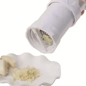 Multifunctional 5-in-1 Garlic Press and Food Processor Heavy Duty Stainless Steel Blades Ergonomic Lever System for Crushing Chopping Peeling Mincing Mixing Easy Clean Dishwasher Safe Space Saving Design in White and Black