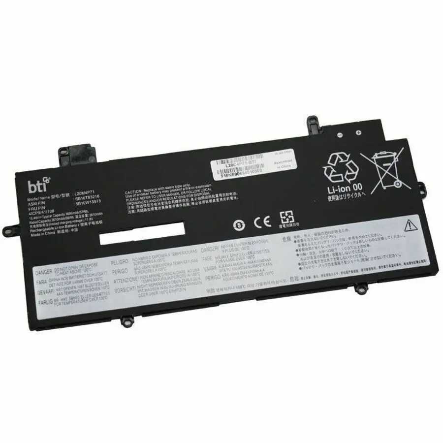 BTI Replacement Li-ion Battery for Lenovo, 4-Cell, 15.44 V, 57 Wh L20C4P71-BTI