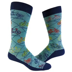 Men's Cycologist Socks Funny Psychology Biking Cyclist Graphic Sarcasm Footwear Funny Graphic Socks Comfortable Fitted Spandex Cotton