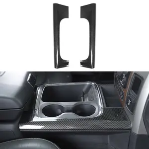 Carbon Fiber Center Console Side Front Car Cup Holder Trim, Interior Accessory for Dodge Ram 1500 2012-2017 Car Truck, Car Cup Holders Car Storage Organizers