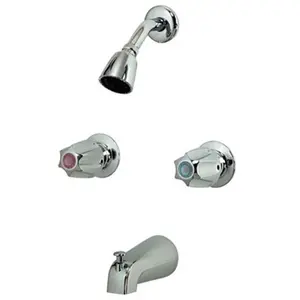 212 MAIN 8 in Brass Body Tub & Shower Faucet Set, 2 Metal Handles, Replaceable Seats, Chrome Finish, Faucet Attachment for Boating Water Sports