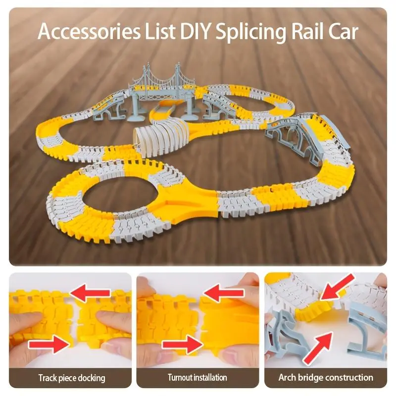 TongLi ETC Electric Engineering Building Block Track Set - Unisex 3-4 Years Toy with Plastic Parts, Double Decker Overpass, Construction Vehicles, DIY Layouts, Multiple Play Modes, Holiday Gift