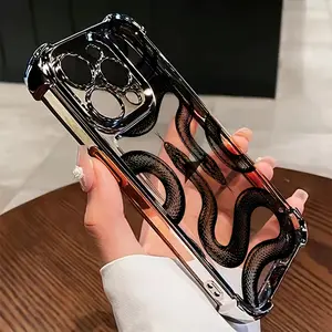 Stylish Snake Pattern Phone Case for iPhone 16/15/14/13/12/11 Pro Max/x/XR/xsmax/8/7 Plus, Anti-Drop Transparent Soft Back Cover