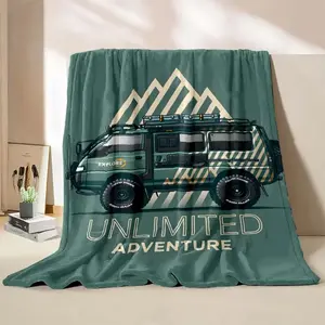 6 Sizes Car Off-road Camping RV Printed Blanket Warm Soft and Comfortable Home Travel Outdoor Blanket Sofa Bedding Cover Blanket