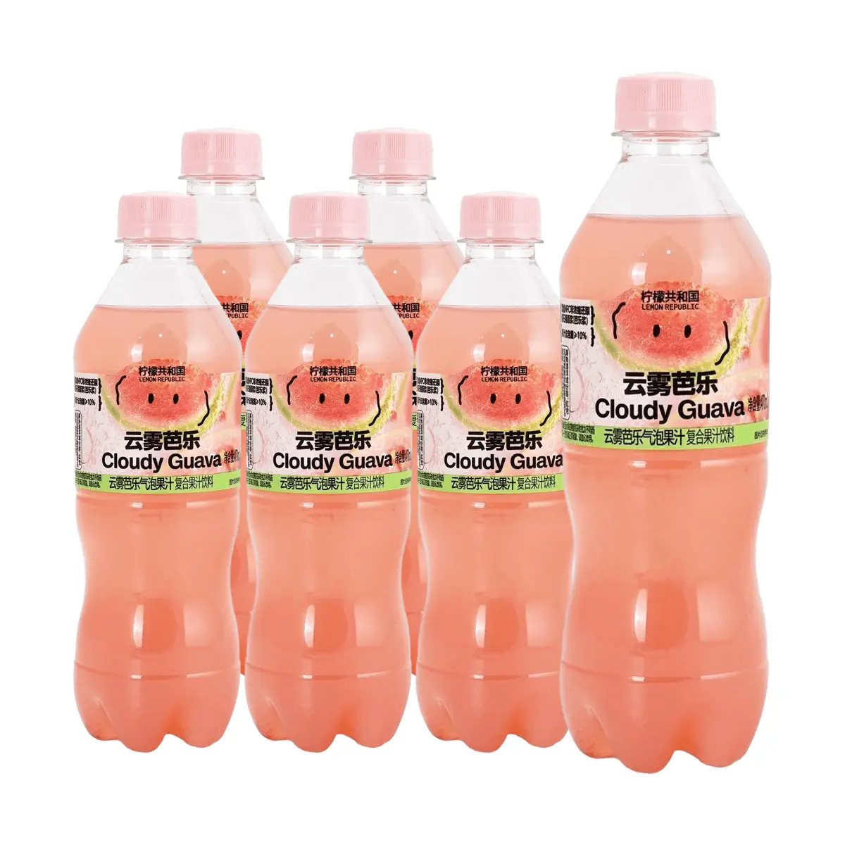 Lemon Republic Cloud Guava Sparkling Juice Drink 470ml x 6 Pack - NFC Juice (≥10%), Low Calorie, Refreshing Beverage