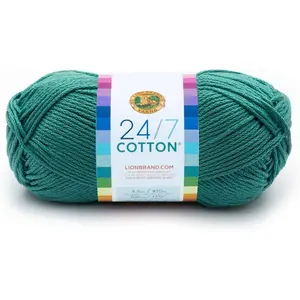 24/7 Cotton Mercerized Lightweight Yarn for Knitting, Crochet, and Crafts, Jade, 1 Pack, 185 Yards of Natural Fiber for Breathable Tops, Durable Bags, and Easy-Care Dish Cloths
