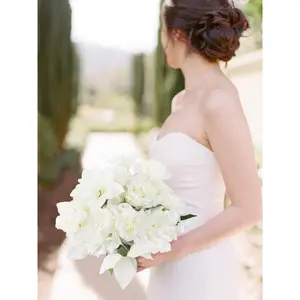 Rinlong 11.8 inch wide Pure White Round Bridal Bouquet