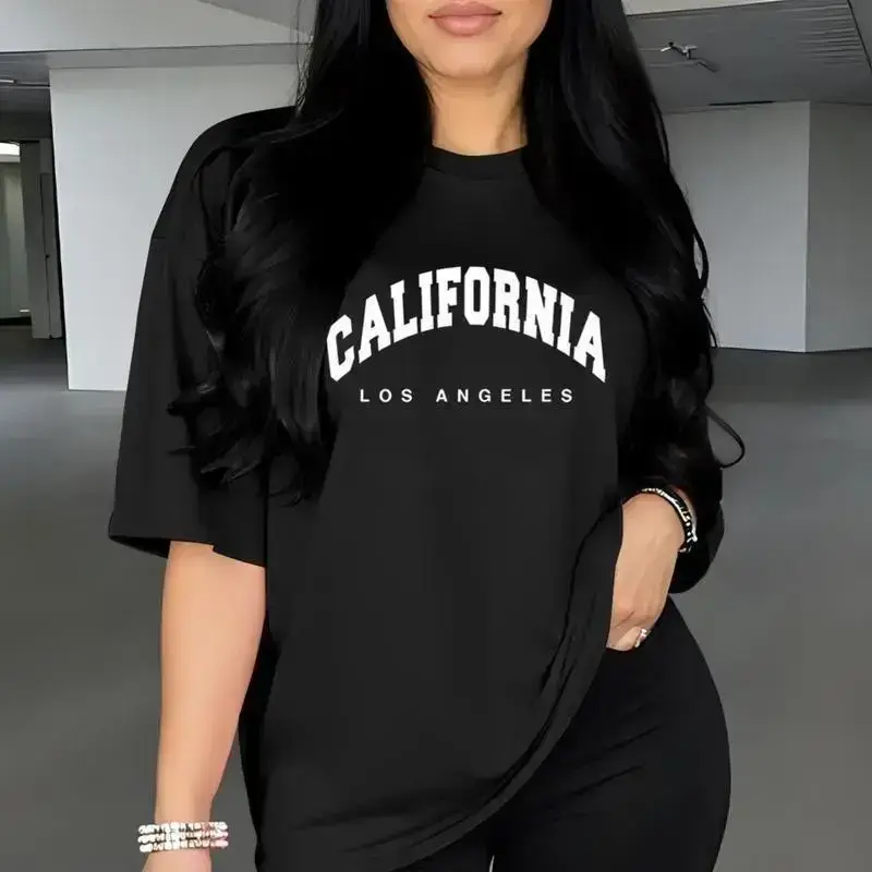 Women's Casual Sport T-Shirt - California Los Angeles Graphic Print, Round Neck Summer Top, Relaxed Fit for Gym, Lounge & Casual Attire, Gym Casual Wear |   Relaxed Fit Shirt |   Lightweight Fabric, Ladies T Shirts