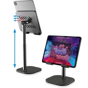 G_33_K Cell Phone Stand, Fully Adjustable Foldable Desktop Phone Holder Cradle Dock Anti-Slip Base Convenient Charging Port, Fits All Smartphones For Apple Iphone 17 16 15 Samsung , Premium iPad Stand for Desk, iPad Holder, Kindle Holder Cellphone Folding
