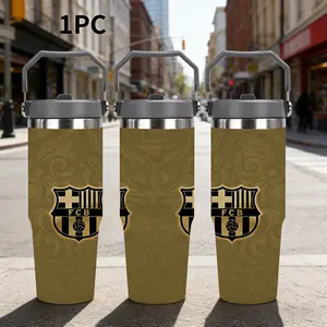 1pc 30oz Forever Barça: Camp Nou Black & Gold Glory,Leak-Proof Lid, Portable Tumbler for Hot & Cold Drinks, Durable Stainless Steel, Ideal for Travel & Sports, Sports Water Bottle Outdoor camping Coffee Cups & Mugs