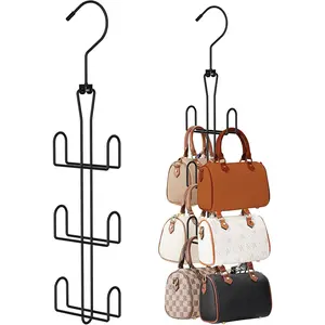 Purse Hanger 2 Pack,Purse Organizer for Closet,Rotatable Metal Bag Organizer,Purse Holder for Handbags,Belts,Scarves,Tote,Baseball Hats,Backpacks(Black)