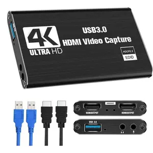 4K Ultra HD Video Capture Card with USB Cable, Compatible with HDMI and DisplayPort, Ideal for 4K Video Recording and Editing