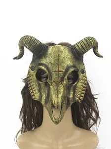 Realistic Goat Full Face Mask Halloween Adult Party Prop Skull Sheep Headwear, Fitted Solid Design, All Seasons Use