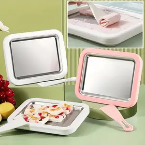 Home ice cream machine frozen yogurt machine, 304 stainless steel tray fast cooling, manual scraper easy to operate, handmake cream sorbet for autumn outdoor camping, share sweet and healing moments around the fire